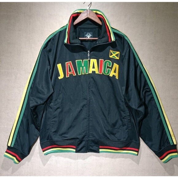 Futbol Track Jacket Mens Medium Black Full Zip Jamaica National Football Team - Picture 1 of 10